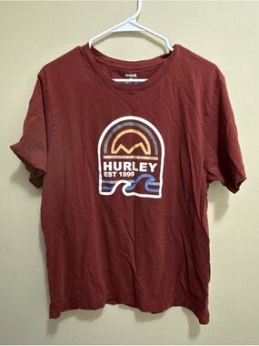 Hurley Deep Maroon Logo Tee with White Print
